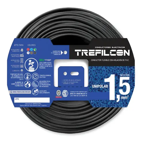 Unipolar 1,5mm trefilcon negro